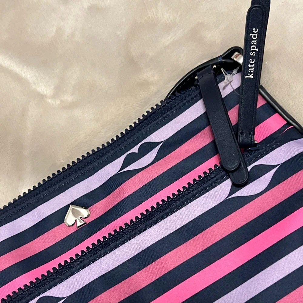 Kate Spade NWOT Jae Striped Nylon with Leather Trim Crossbody Bag - Picture 2 of 11